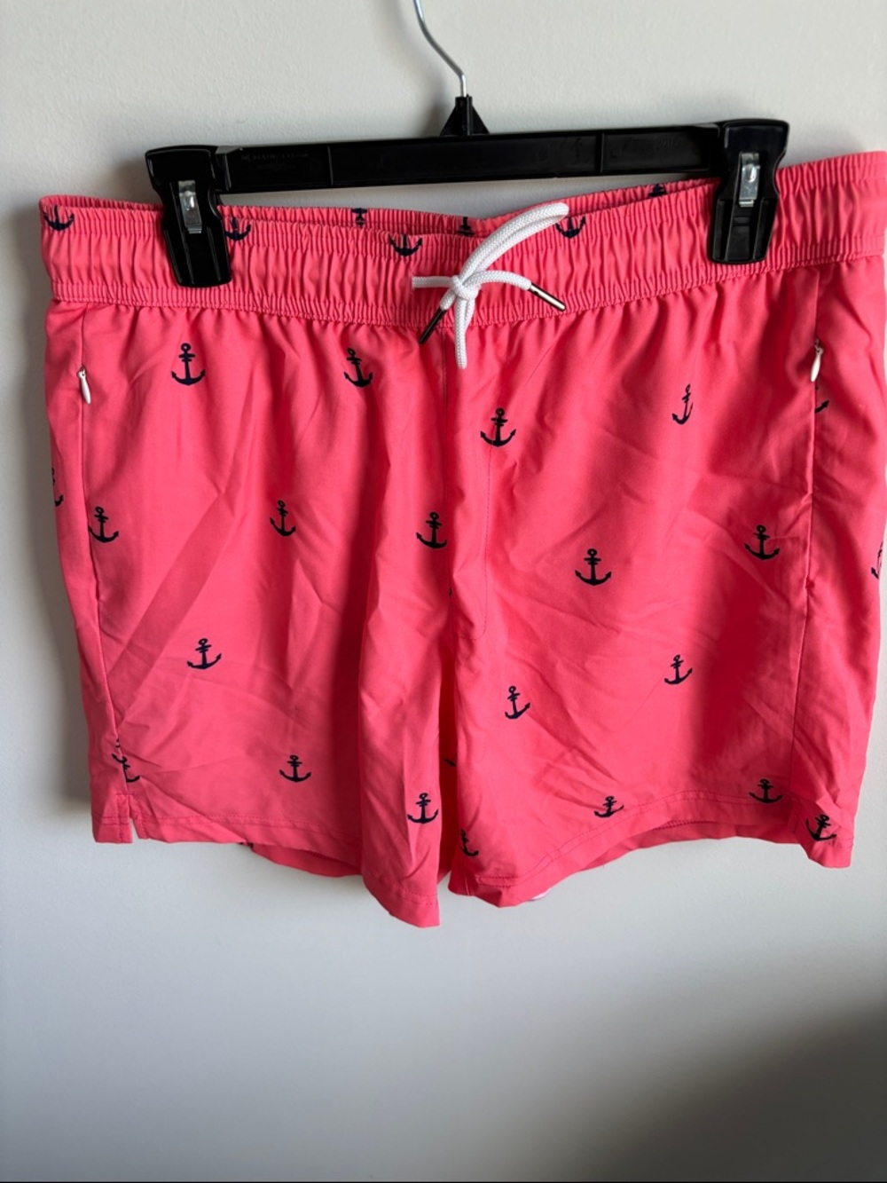 Men's Anchor Print Swim Trunks - Coral Pink